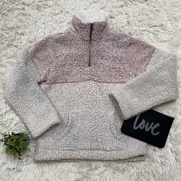 Love Tree 1/4 Zip Colorblock Sherpa ๐ Pink - Picture 5 of 13